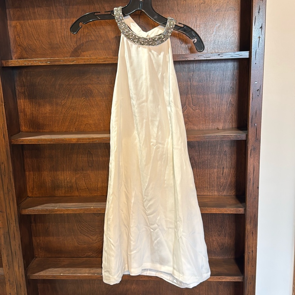 MLV White High Neck Sequin White Dress